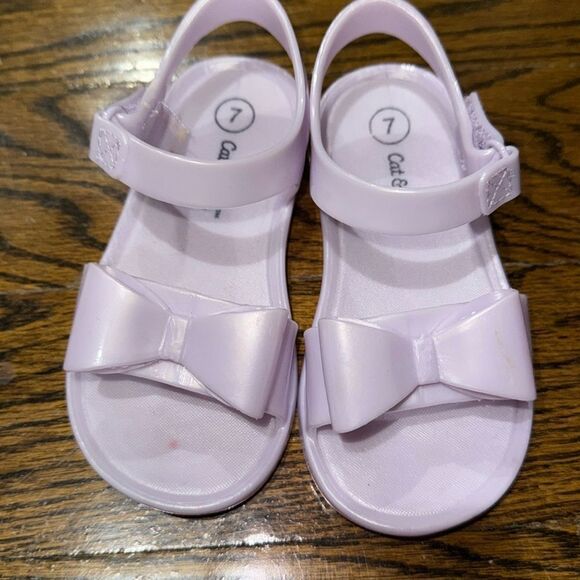 Kids' White & Purple Iridescent Sandals Bundle 7C - Picture 7 of 9